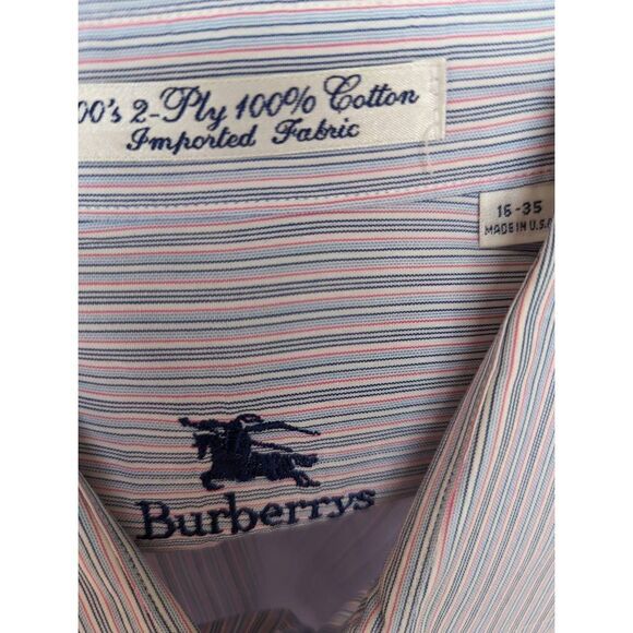 Burberry Men's White Blue & Pink Long-Sleeve Button-Down Shirt Size 16 - Picture 3 of 4